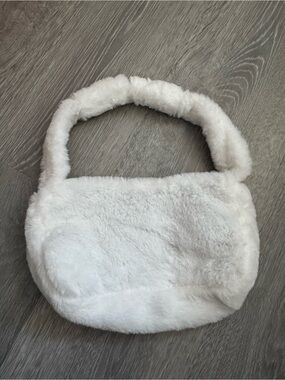 White Faux Fur Shoulder Bag